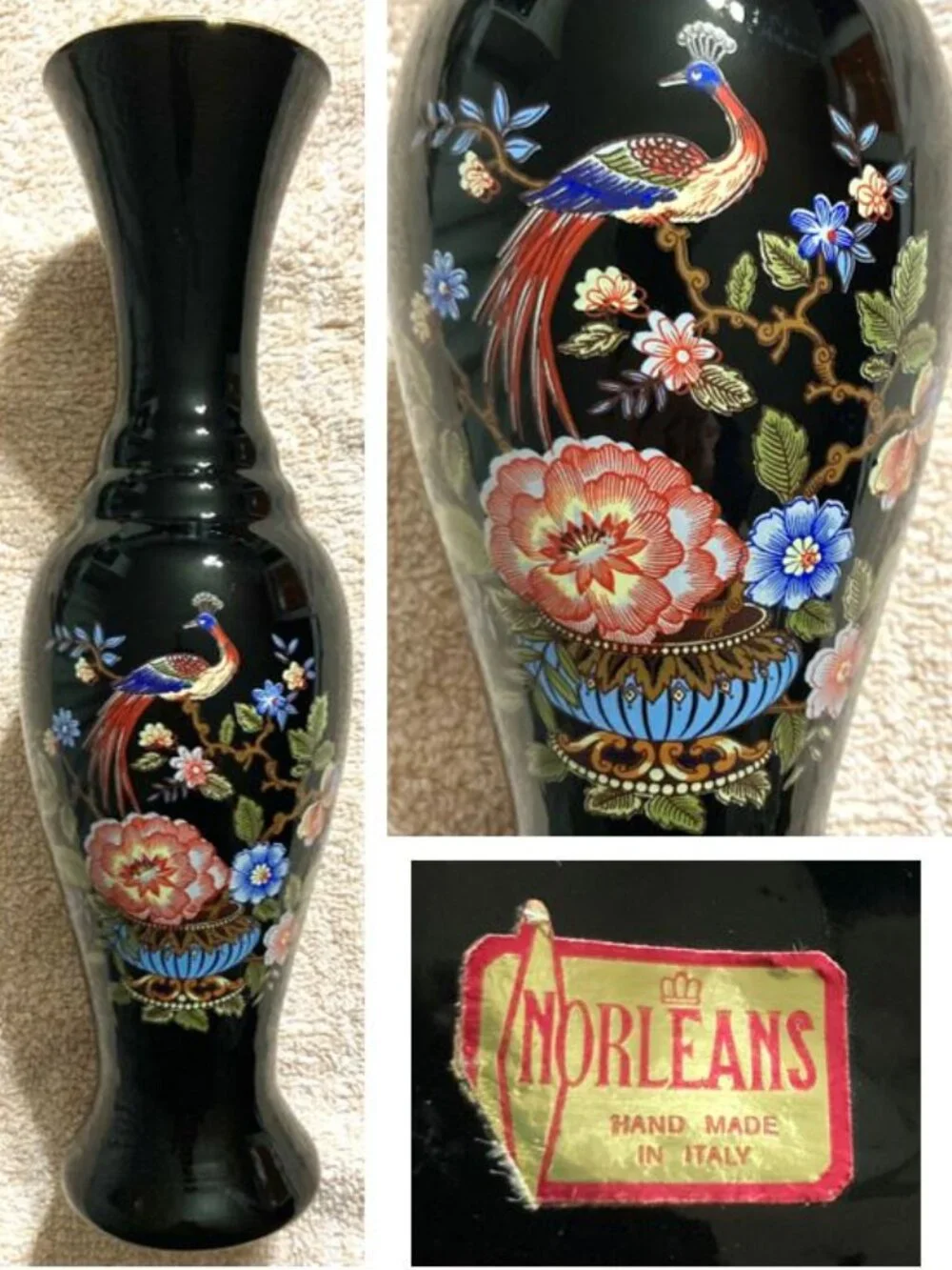 1960s SIGNED Norleans Florentine Opaline HAND-Made Italian Art Glass Vase 10”